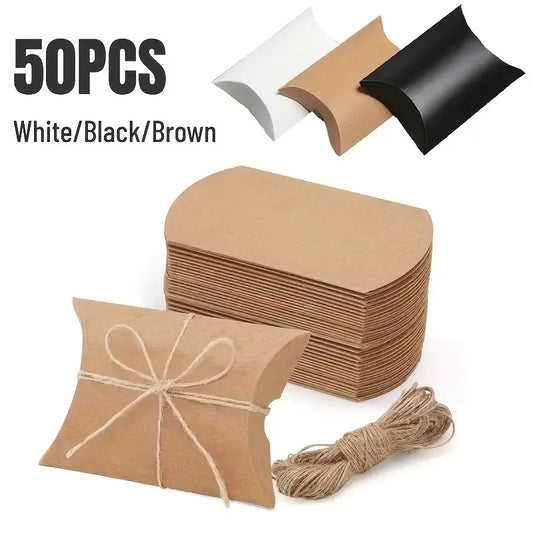 50X Mehrfarbige Kraftpapier Kissen Candy Boxen für Party Hochzeit Geburtstag Deko