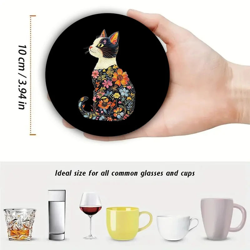 Set 4 bunte rutschfeste Holzuntersetzer für Küche Büro und Party