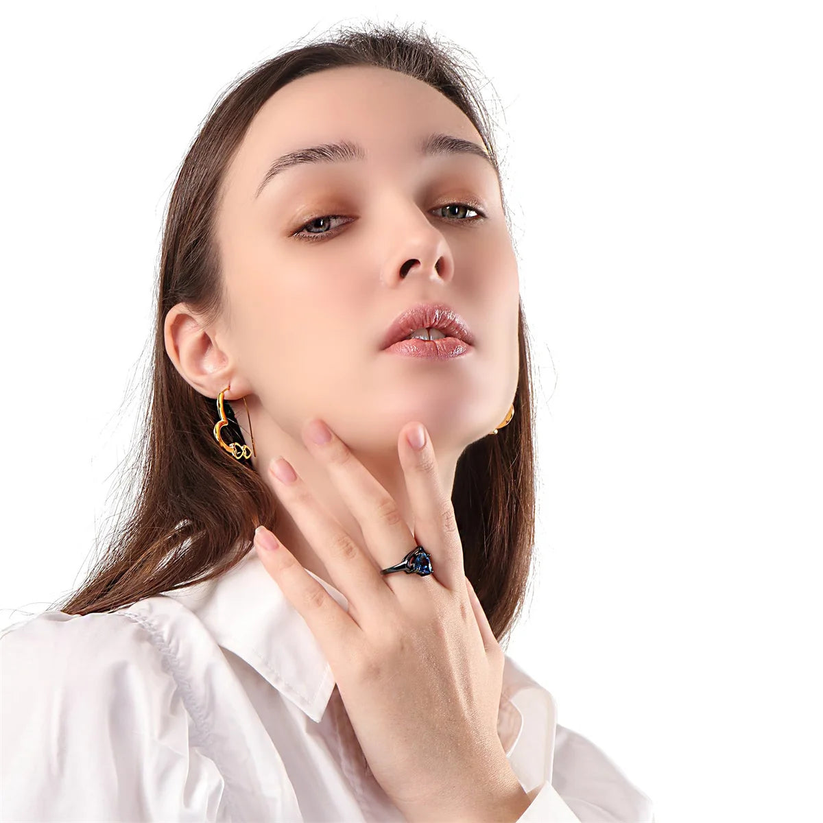 Romantisches Paar Ring Set aus Edelstahl und Zinklegierung