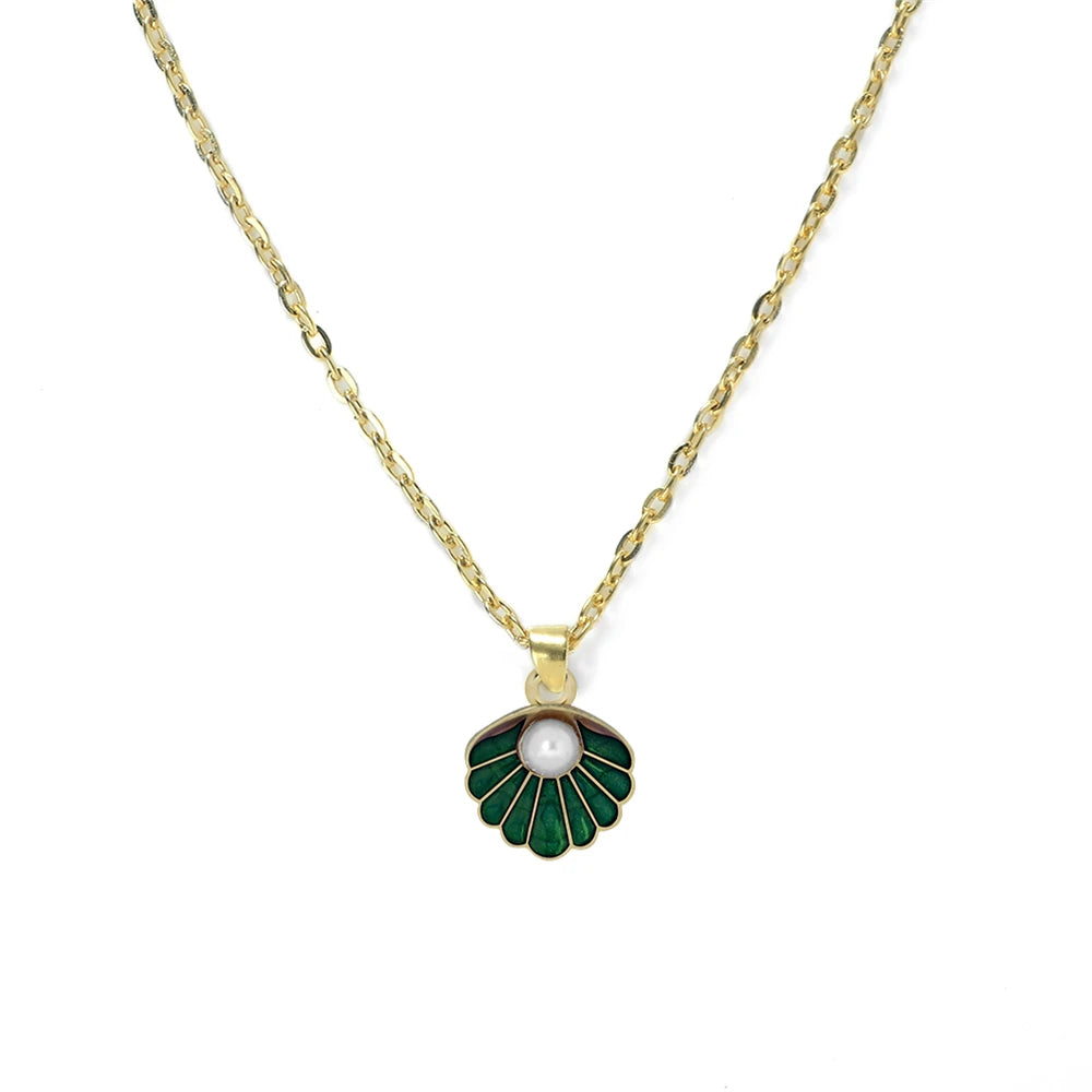 Modische verstellbare Muschel Perlen Anhänger Halskette Unisex