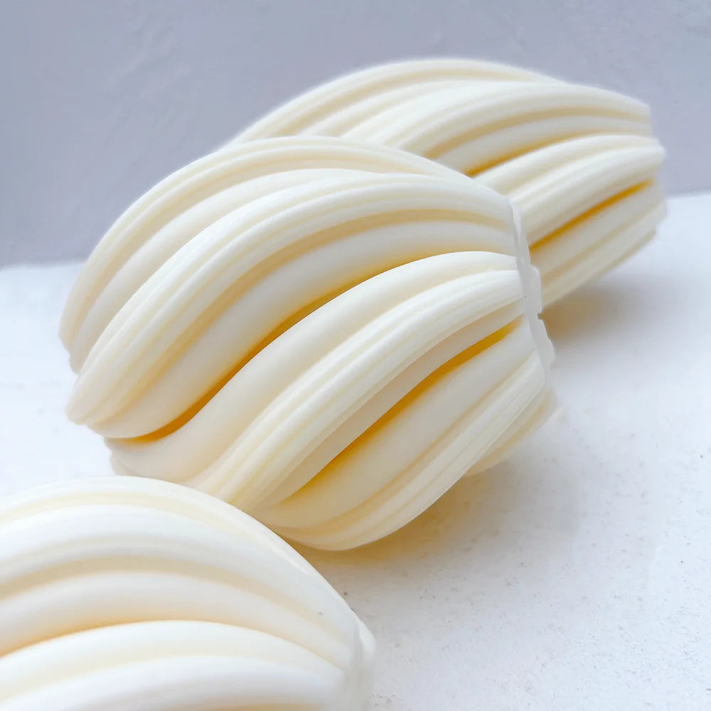 Geometrische Wellenwirbel Kerzenformen in drei Größen aus Silikon