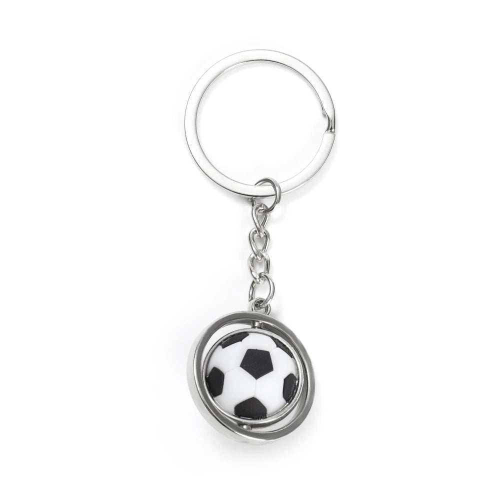 Rotierender Mini-Ball Schlüsselanhänger in Silber – Sportliche Motive, langlebig - stylisch