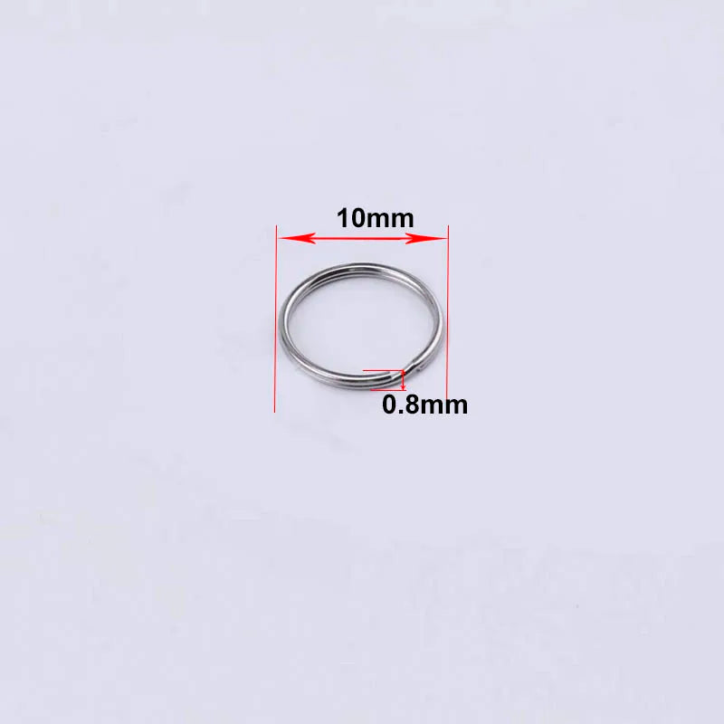 50x Edelstahl Schlüsselanhänger Ringe DIY Zubehör 6-20mm rhodiniert