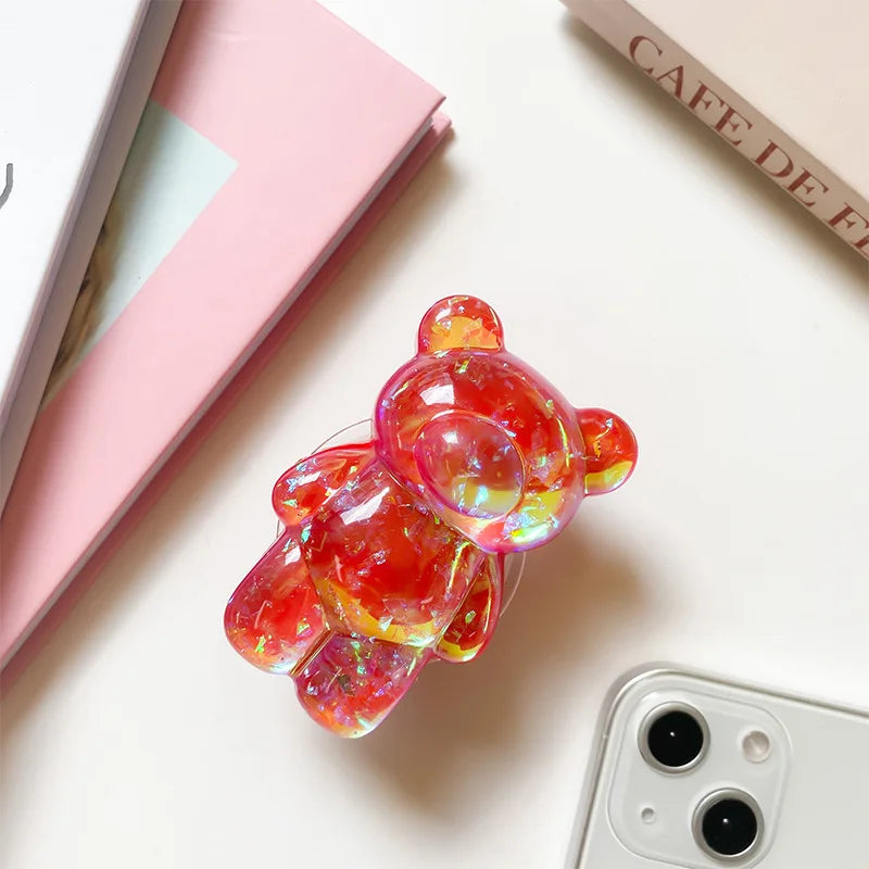 3D Glitter Bär Handyhalterung Universal aus TPU mit Standfunktion
