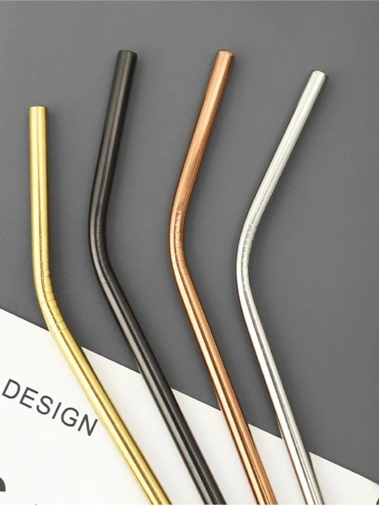 Wiederverwendbare Edelstahl Trinkhalme und Löffel mit Bürste