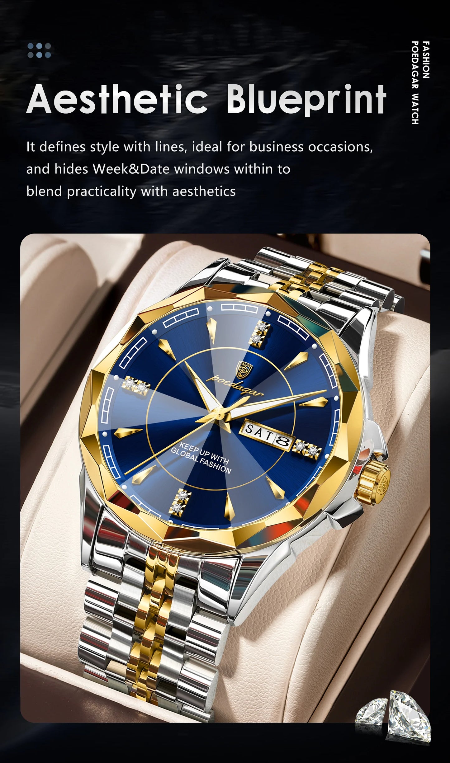 Luxus Herren Quarzuhr Wasserdicht Edelstahl Business Armbanduhr