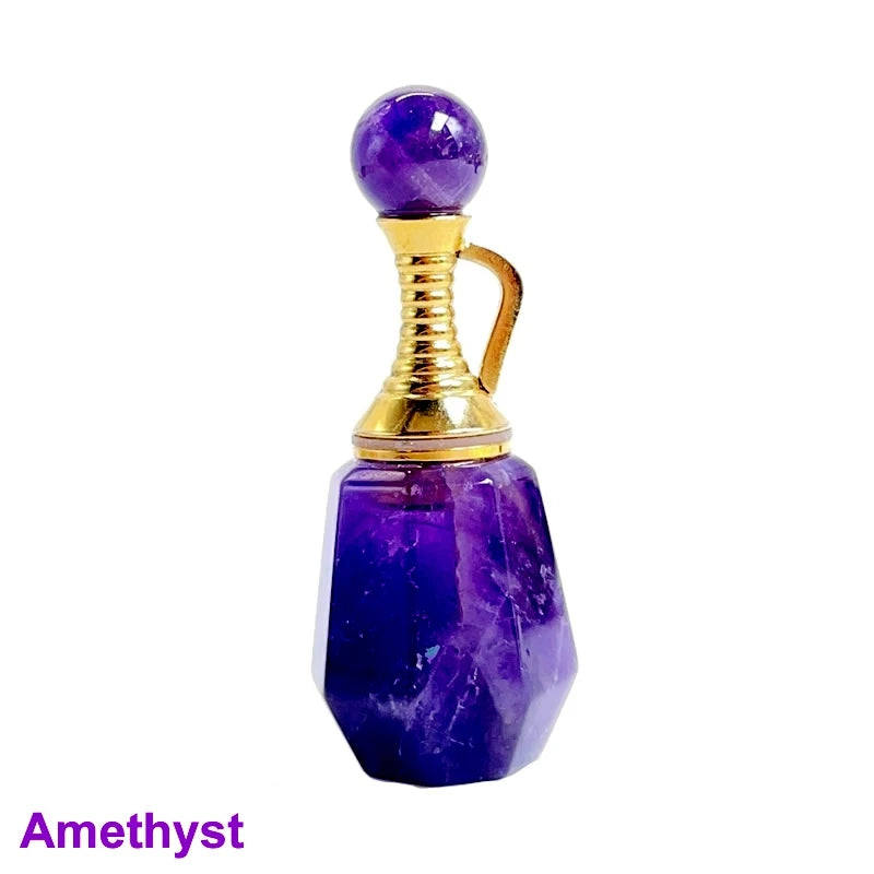Unregelmäßige Naturstein Parfümflasche Anhänger – Amethyst Tigerauge Öl Diffusor