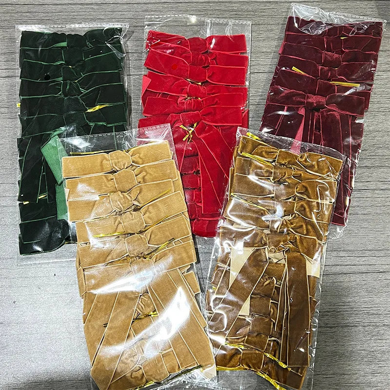 12er Vintage Samt Schleifen Set für Weihnachtsbaum und Geschenke