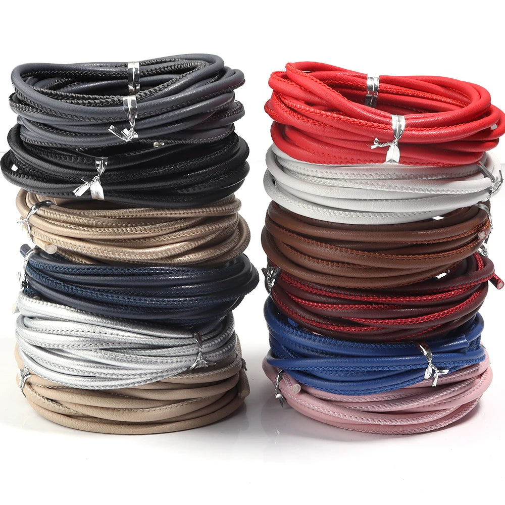 5 Yards 3mm Bunte Runde Schaffell Leder Schnüre für DIY Dekoration-Yabubest - Home & More