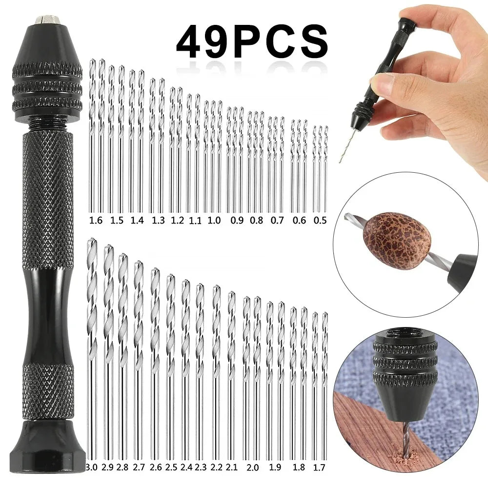 49-teiliges Präzisions Handbohrer Set 0,2-3,4mm für Holz Schmuck Handwerk