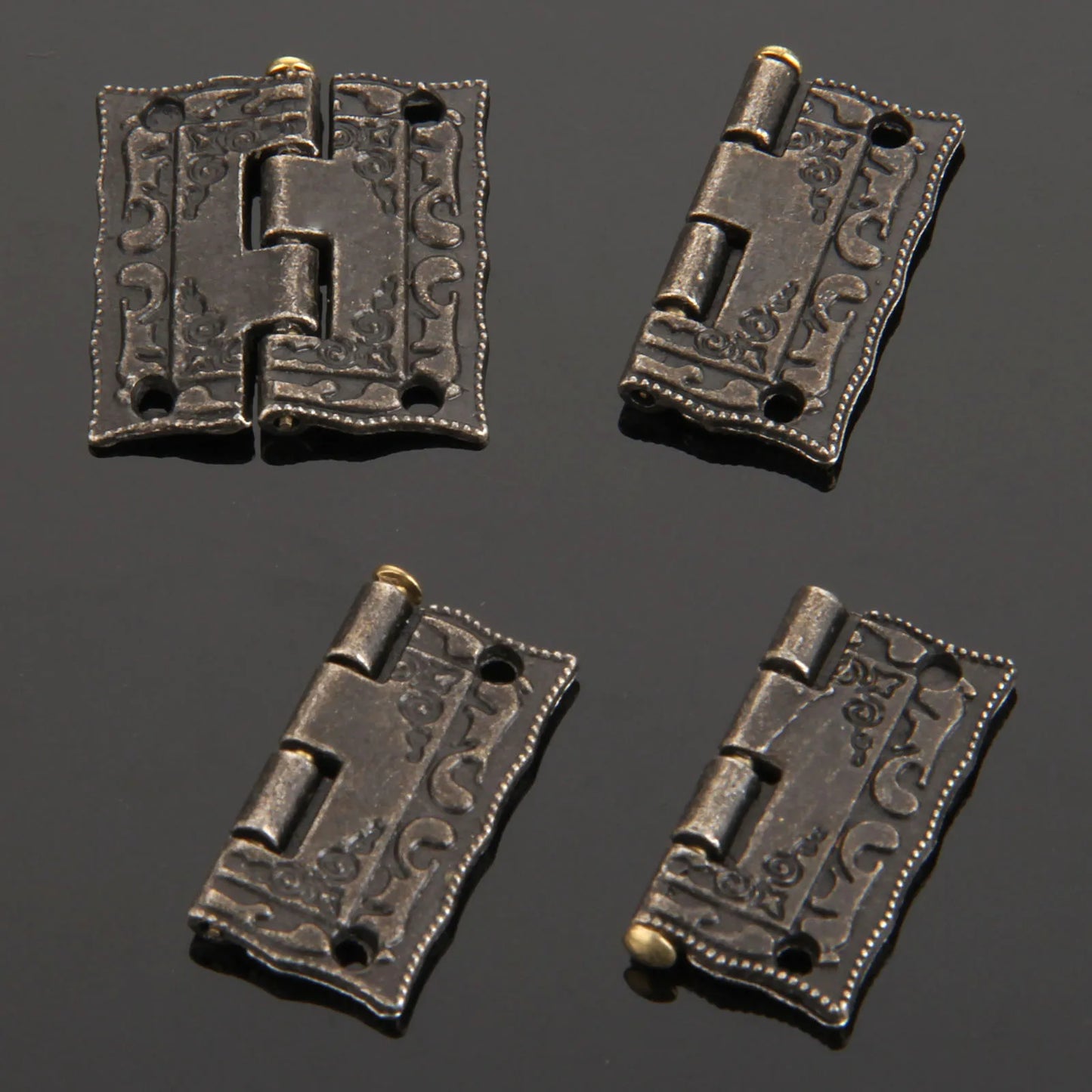 4 Stück Vintage Schrankscharniere antike Bronze Möbelbeschläge mit Schrauben