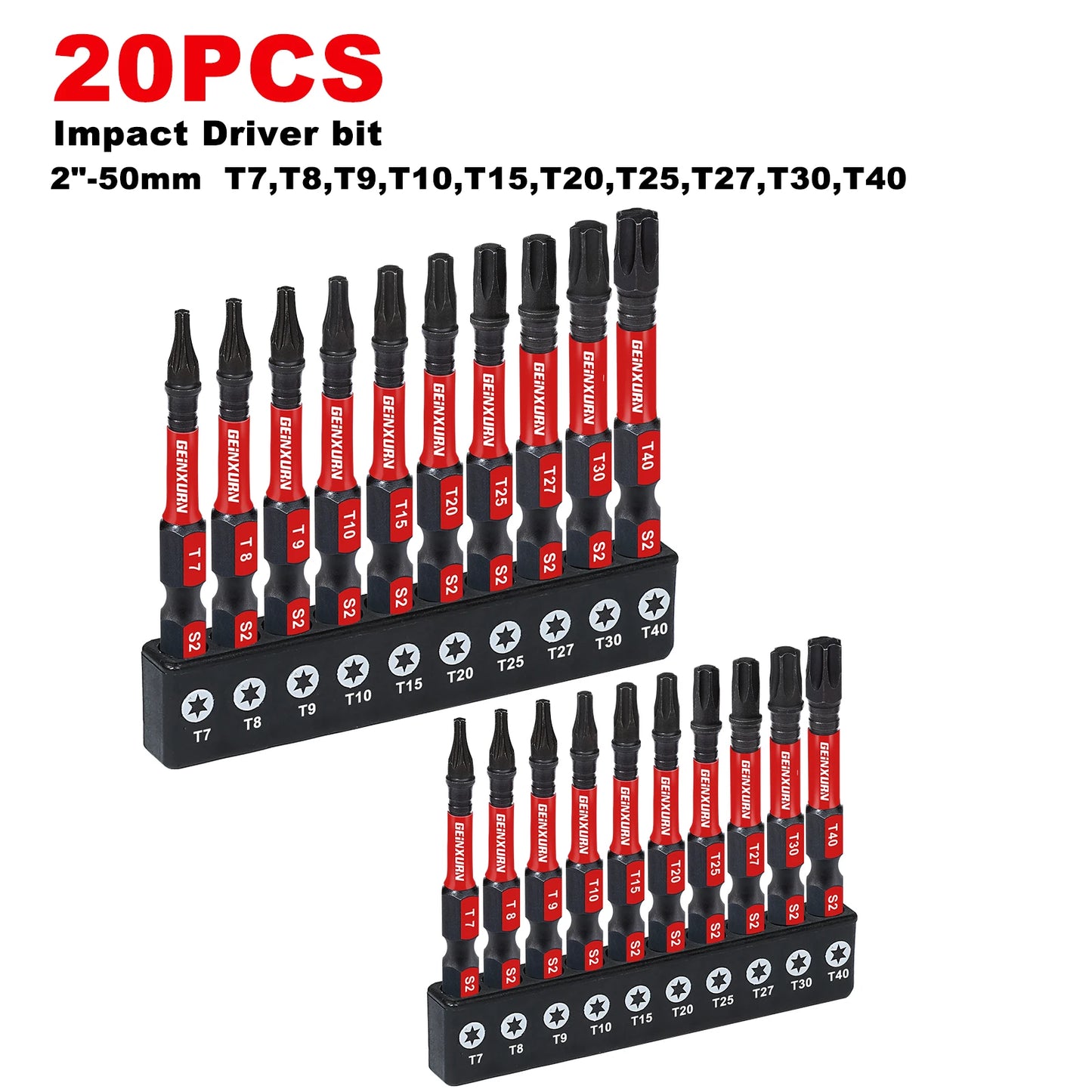Magnetisches Torx-Bit-Set T7-T40 aus S2 Stahl, stoßfest - präzise, 10-teilig