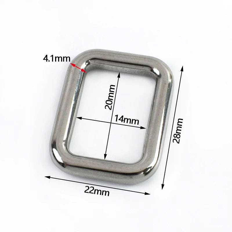 2 bis 10 Stück massive quadratische Ringschnallen aus Edelstahl 304