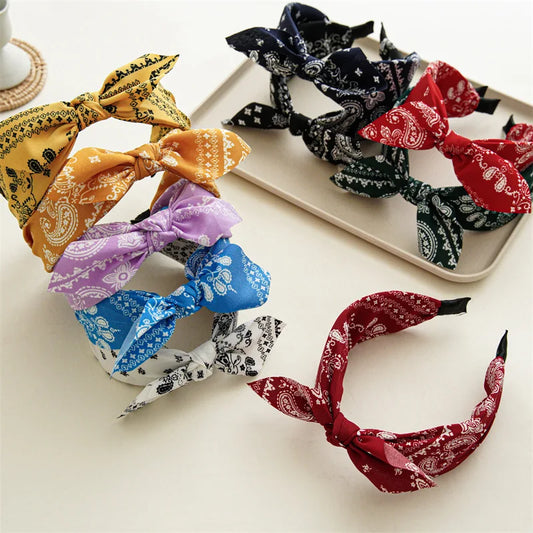 Paisley Bandana Stirnband mit Hasenohren Schleife Mode Haarband Damen