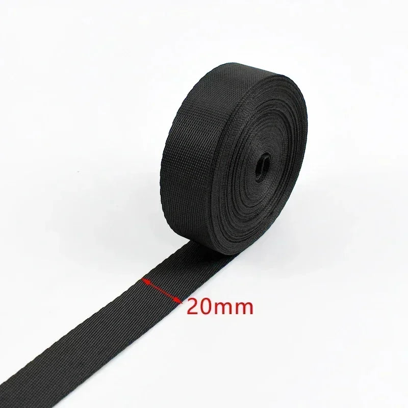 5m Schwarzes Nylon Gurtband 10-100mm für Taschen, Gurte, Haustier, DIY