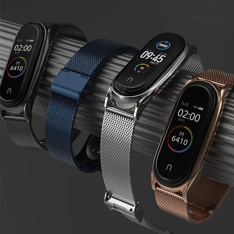 Luxuriöses Milanaise Edelstahl-Armband kompatibel mit Smartbands 3-6