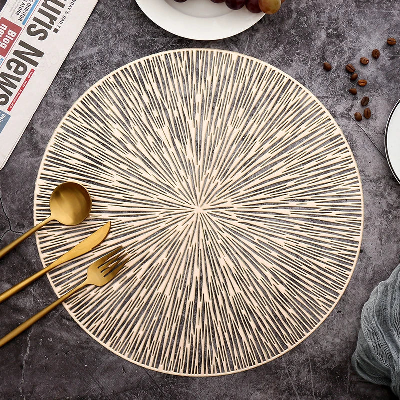 Modernes rundes Tischset Polyester Feuerwerk Design abwischbar rutschfest