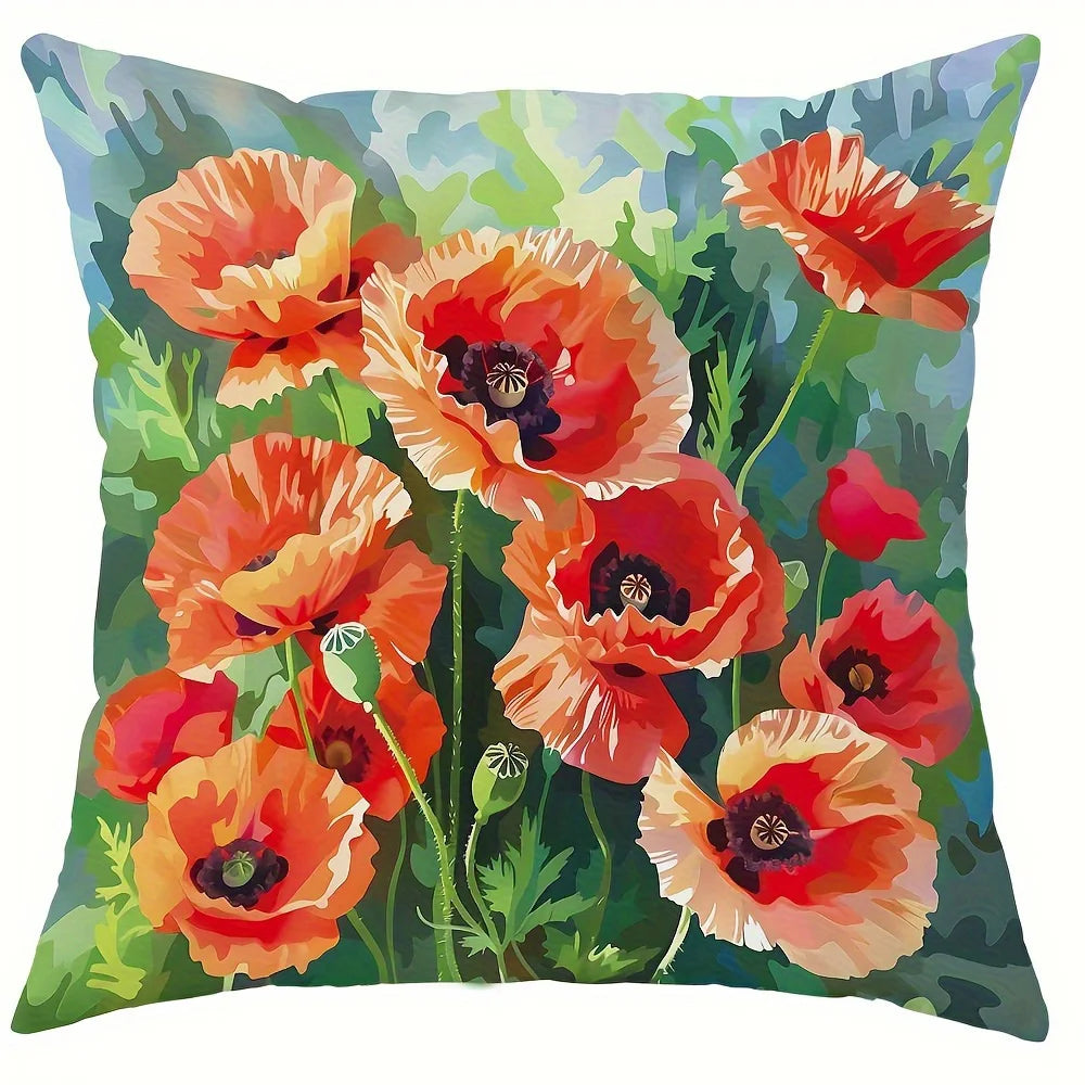 Dekorative Mohnblumen Kissenbezüge für Sofa und Schlafzimmer