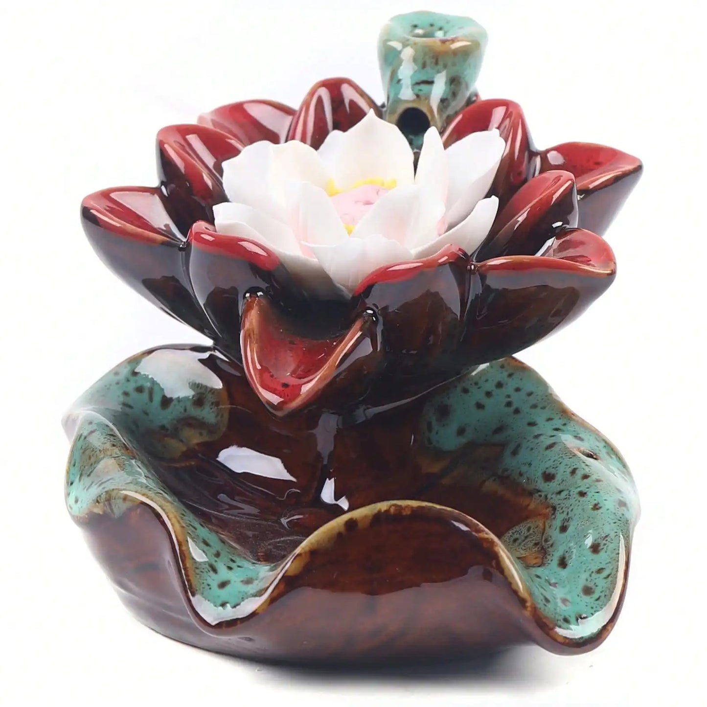 Keramik Lotus Rückfluss Räucherstäbchenhalter für Meditation