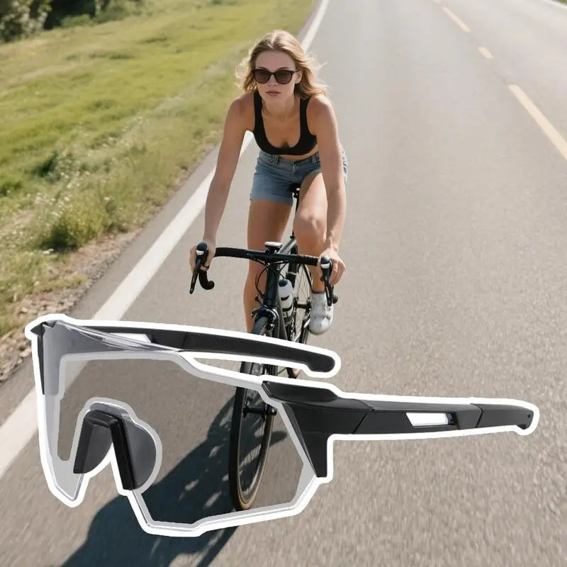 Photochrome Fahrradbrille UV Schutz Winddicht für Outdoor Sport Unisex