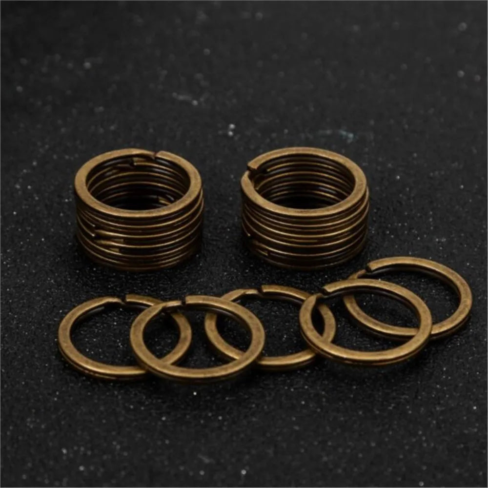 20er Set antike Bronze Schlüsselanhänger Metall rund 25/28/30 mm robust - stilvoll
