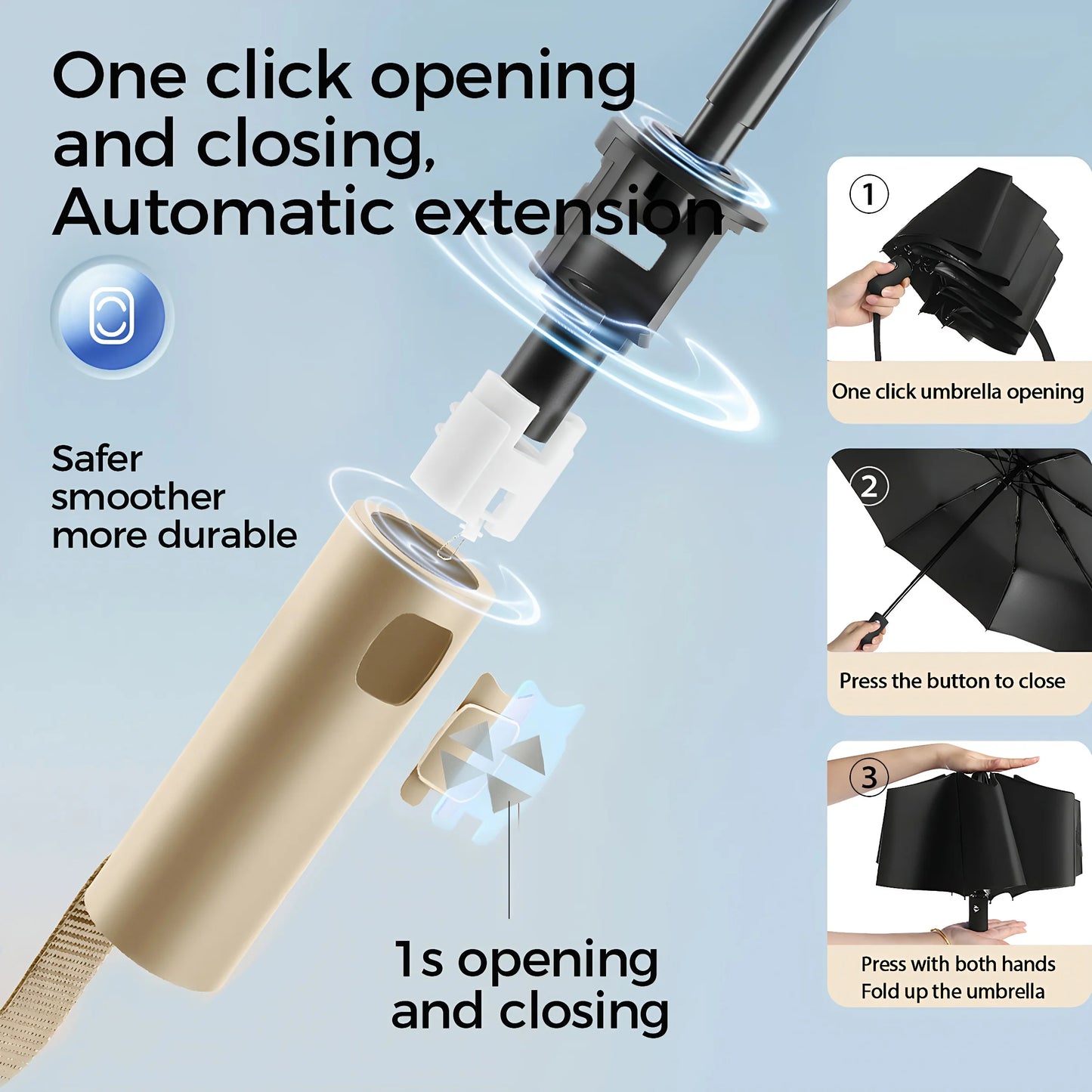 Automatischer 12-Knochen Doppelschirm mit großem Nylon-Schirm und stabilem Rahmen