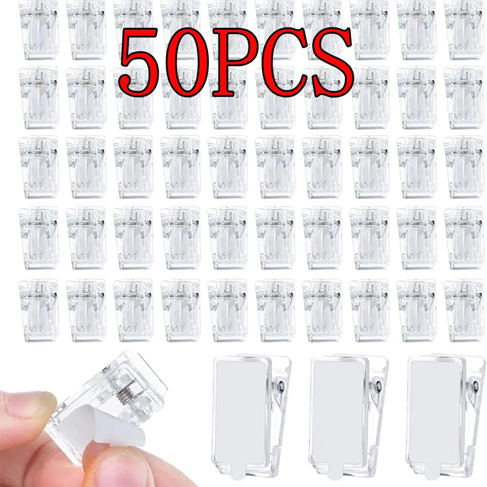 50x Selbstklebende Acryl Clips Transparent für Wandteppiche Poster Fotos Büro