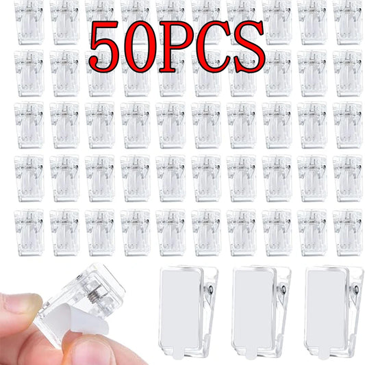 50x Selbstklebende Acryl Clips Transparent für Wandteppiche Poster Fotos Büro