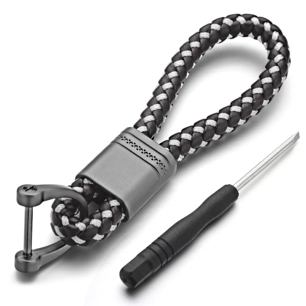 Leder Seil Schlüsselanhänger mit Hufeisen Schnalle und Metallring