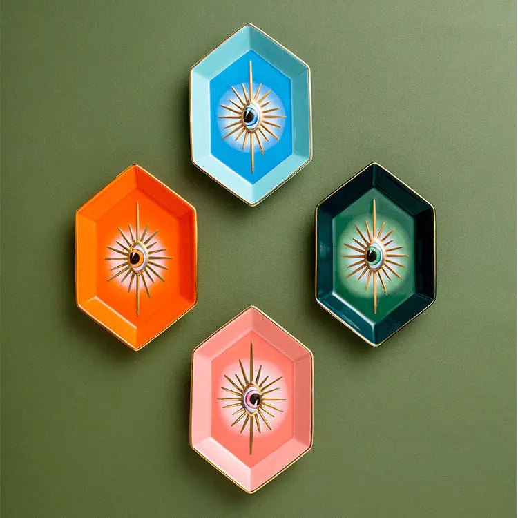 Buntes Sechseckiges Keramik Ablagetablett Dekorativ