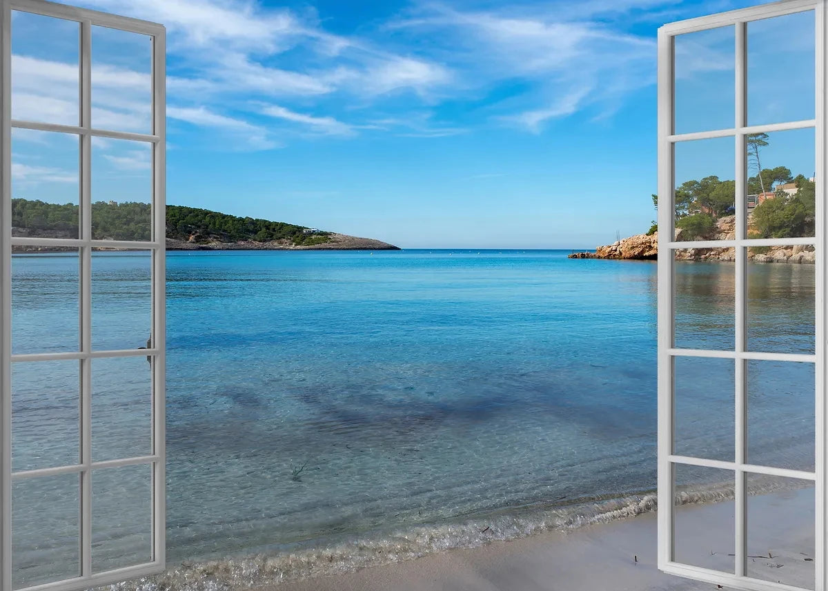 3D Leinwandbild Fluss Wald Strand Sonnenuntergang Landschaft Wandkunst