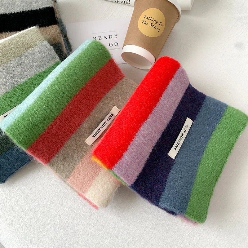 Langer warmer Acryl Schal Farbblock Streifen für Damen und Herren