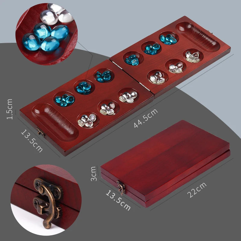 Faltbares Mancala Brettspiel aus Holz für Kinder und Erwachsene