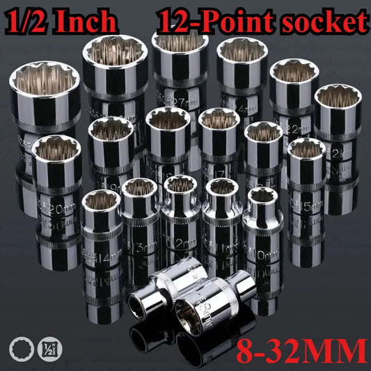 1/2 Zoll Vierkantantrieb 12-Punkt Steckschlüssel für Ratschenschlüssel 8-32mm
