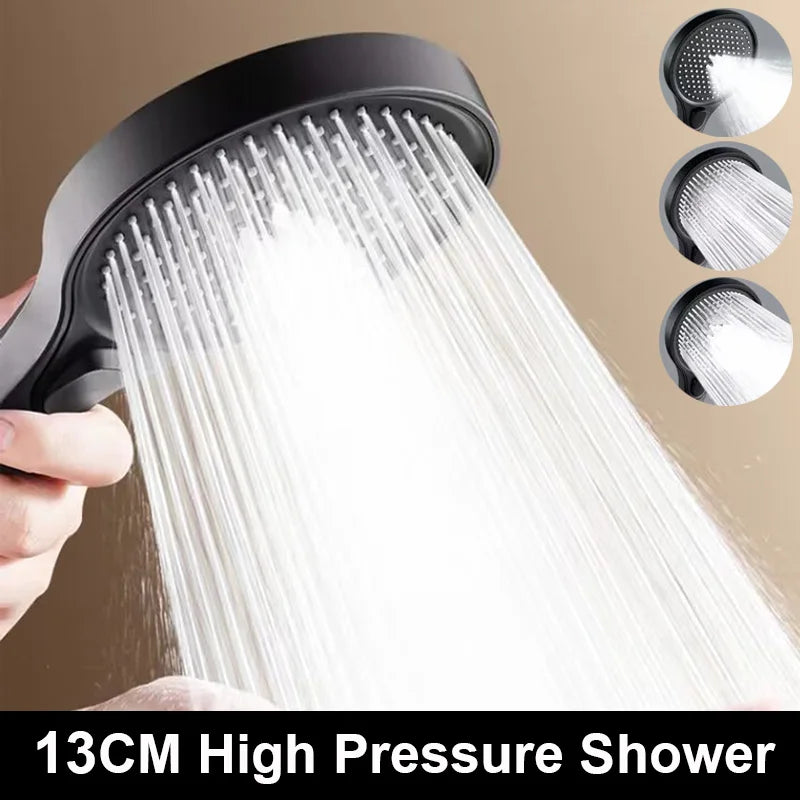 Hochdruck Duschkopf 13 cm mit 3 Modi aus ABS Plastik und Chrom