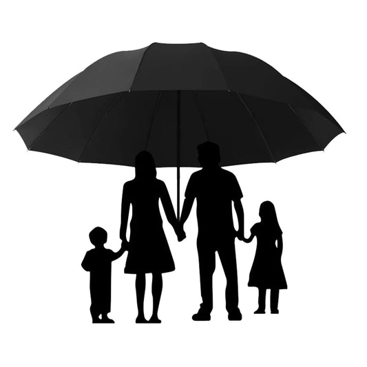 130cm XL Regenschirm 10 Knochen Winddicht Manuell UV-Schutz Reversibel