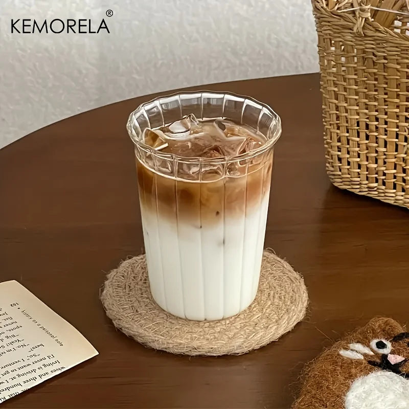 Set 4 Glas Trinkgläser mit vertikalen Streifen für Saft Kaffee und Whisky-Yabubest - Home & More