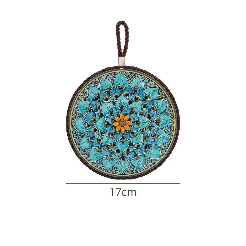 Wärmeisolierende vintage Keramik Untersetzer mit Korkboden