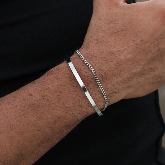 Verstellbares Edelstahl Armband für Herren Kubanisches Design