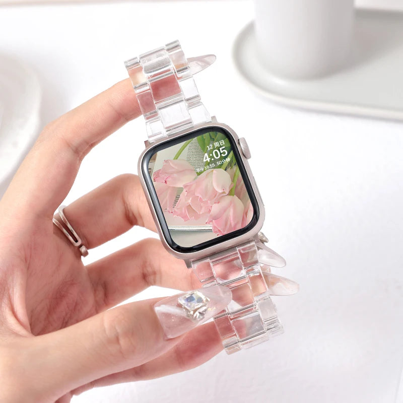 Laser-transparentes Acrylarmband mit Faltschließe für Smartwatches