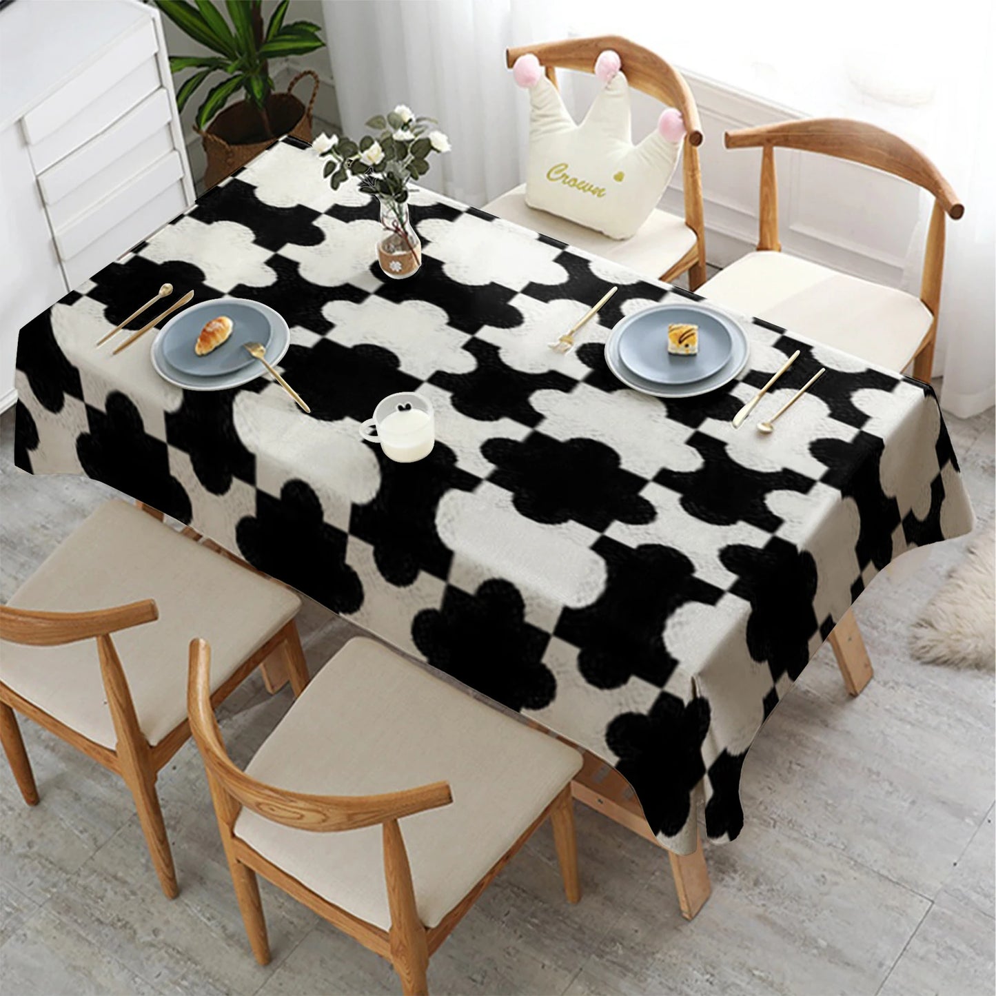 Praktische Rechteck Tischdecke mit Karomuster wasserdicht