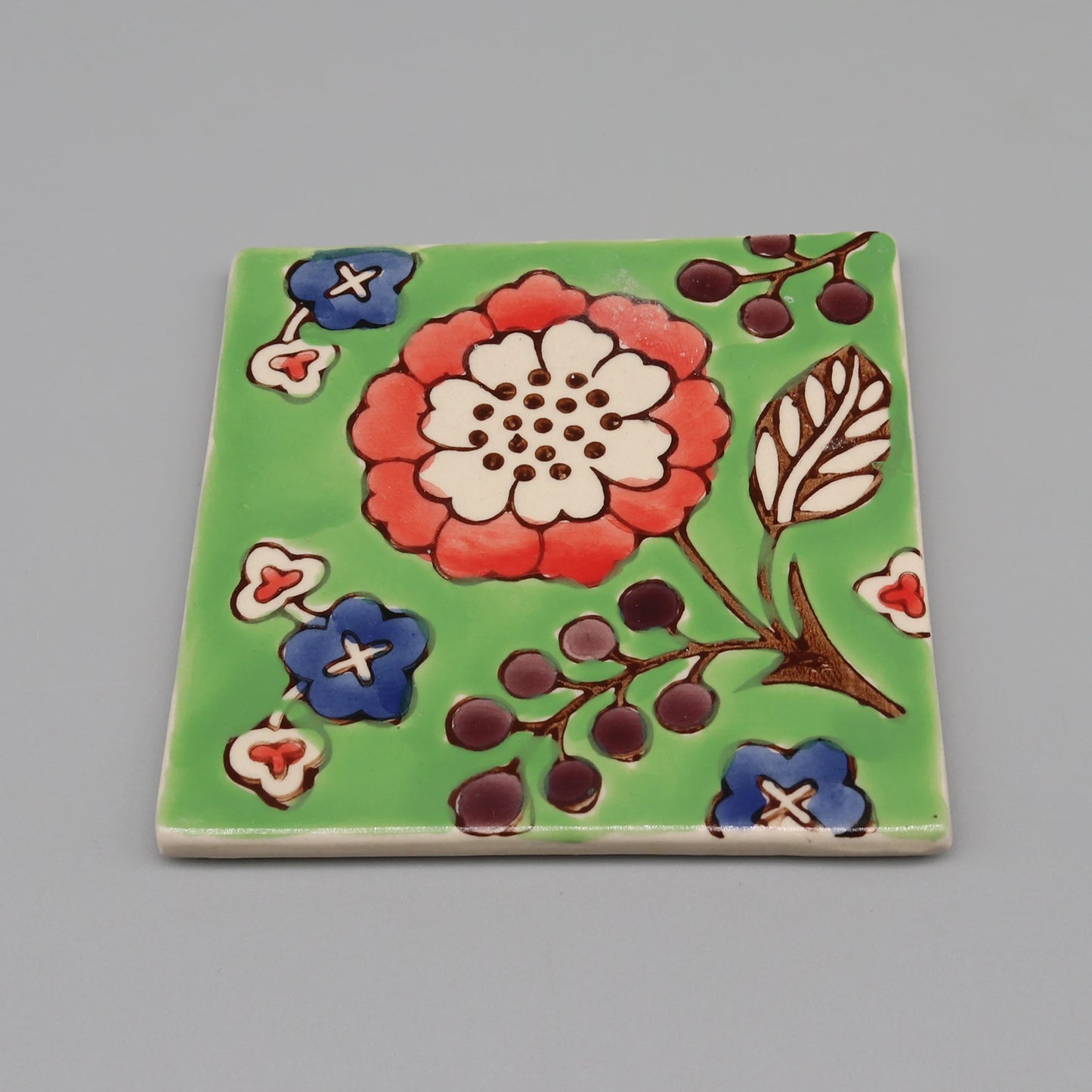 Dekorative quadratische Keramikuntersetzer 10x10 cm blau weiß