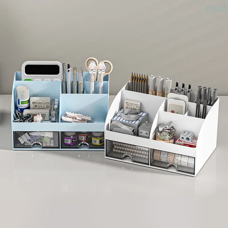 Desktop Organizer mit Schubladen Kunststoff Schreibtisch Make-up Aufbewahrung