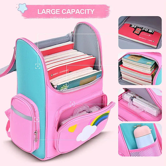 Wasserdichte leichte Schultasche mit Tiermuster für Mädchen Klasse 1–6