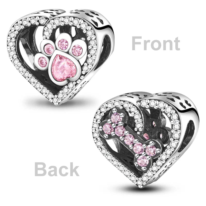 925 Sterling Silber Charm mit rosa Schmetterling - leuchtenden Glühwürmchen