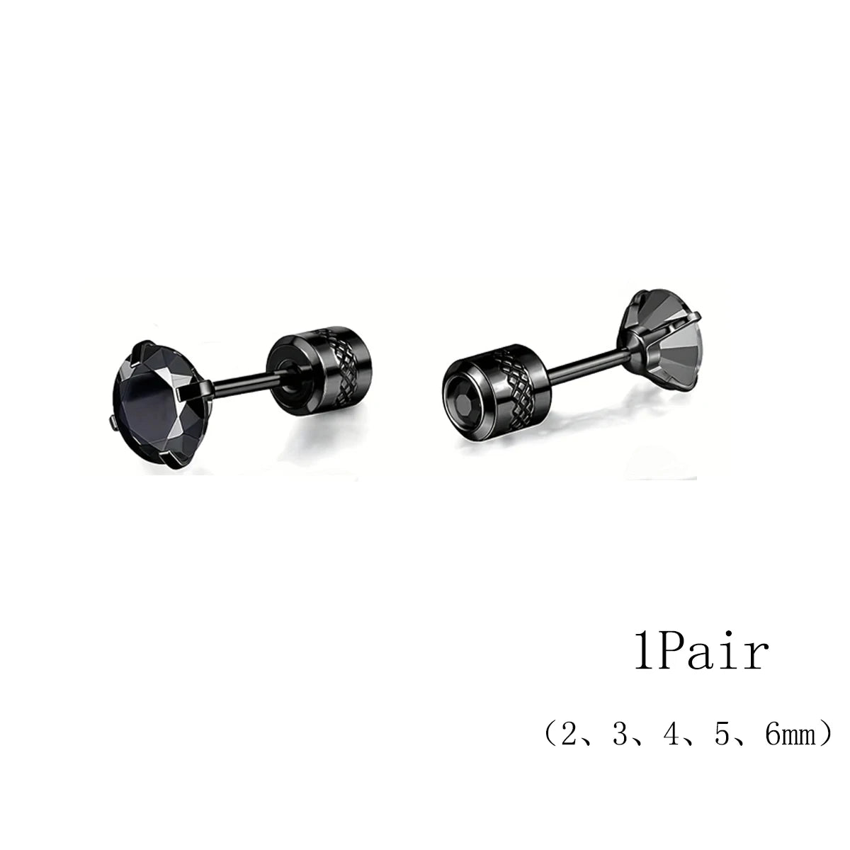 2er Set Edelstahl Ohrstecker mit kubischen Zirkonia Muster