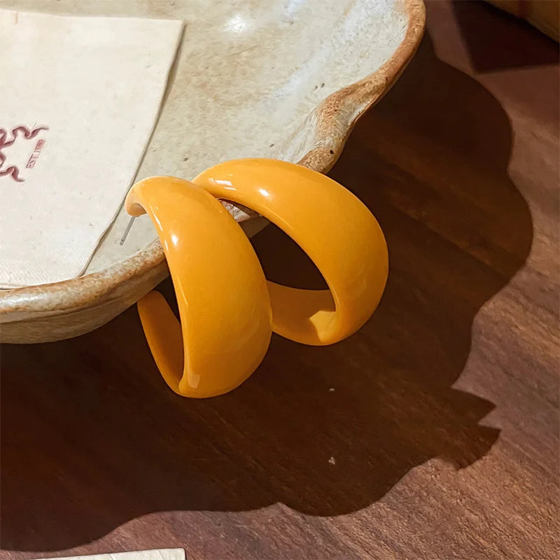 Retro C-förmige Acryl Ohrstecker mit Leopardenmuster für Damen