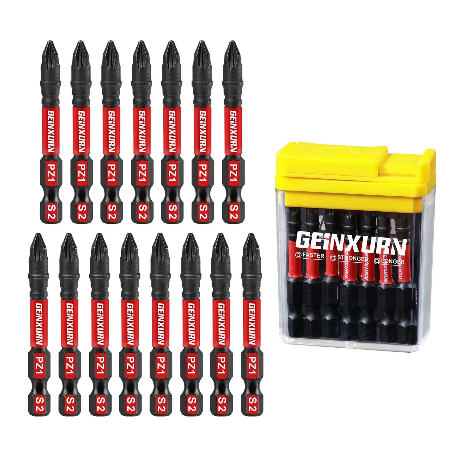 15-teiliges Impact Pozidriv S2-Stahl Schrauber-Bits magnetisch PZ1 PZ2 PZ3 Set