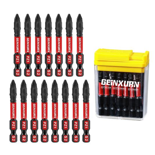 15-teiliges Impact Pozidriv S2-Stahl Schrauber-Bits magnetisch PZ1 PZ2 PZ3 Set