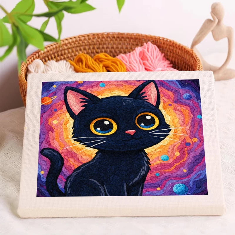 DIY Punch Needle Starter Kit mit Rahmen und niedlichem Tiermuster